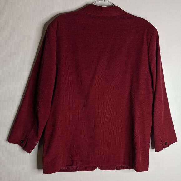 Vintage 80's Townhouse Corduroy Blazer Unstructured One Button Raspberry Pink - Picture 2 of 10